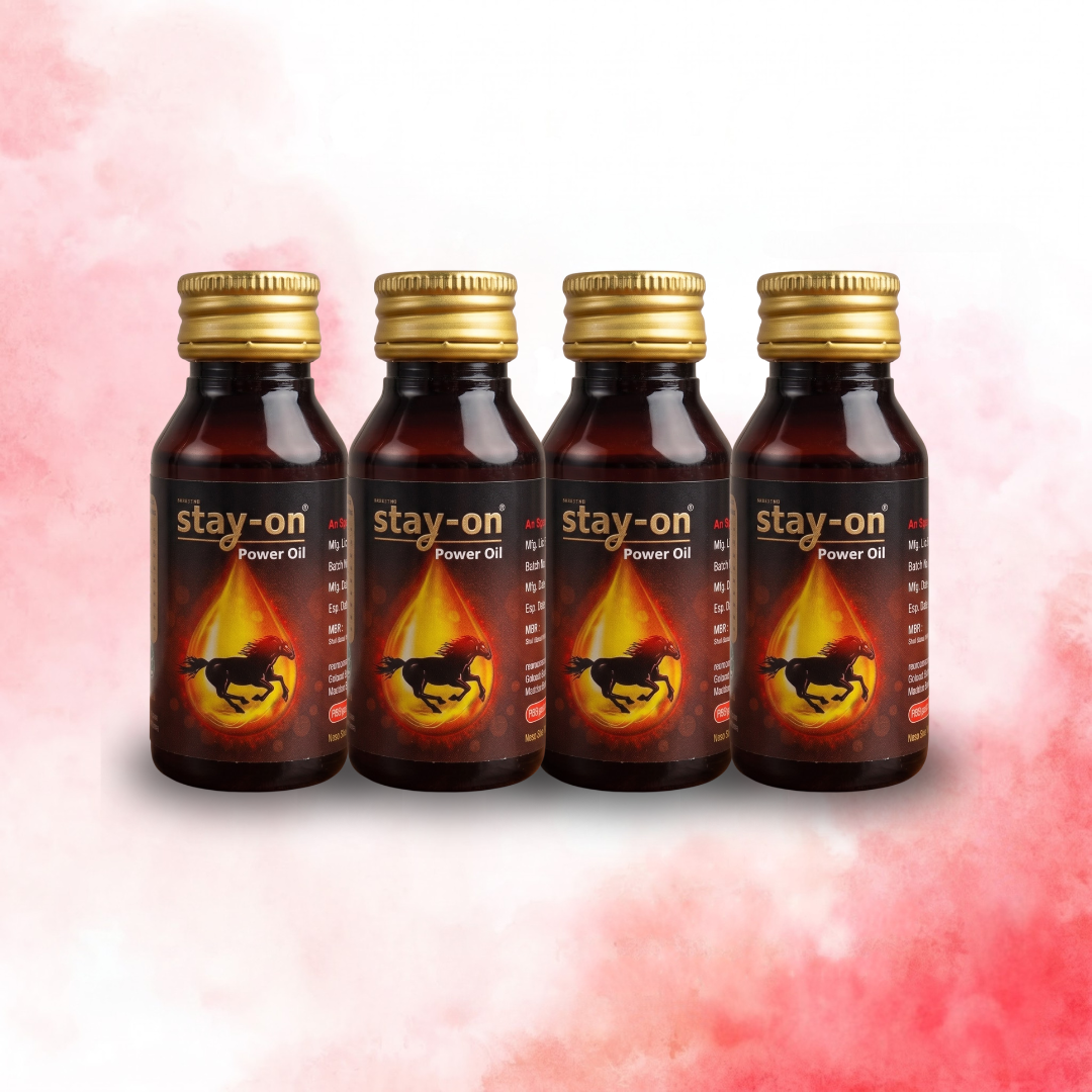 Stay-On Power Oil  30 Days Performance Pack for Men (4 x 30ml Bottles)
