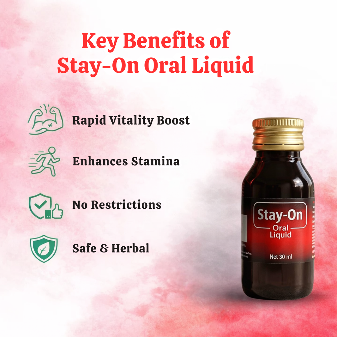 Stay-On Oral Liquid – Instant Energy Booster for Men (2 x 30ml Bottles)