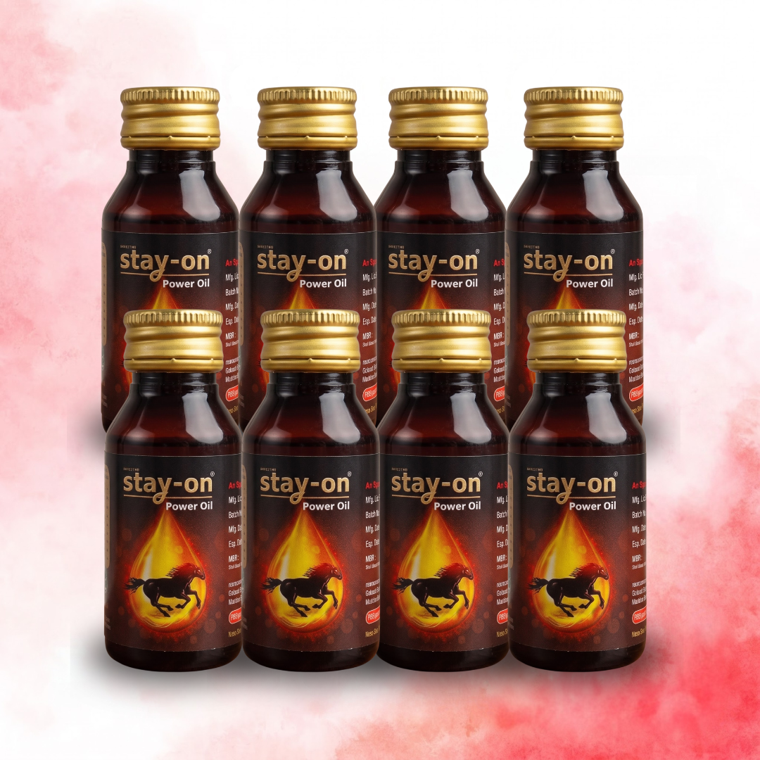 Stay-On Power Oil  60 Days Performance Pack for Men (8 x 30ml Bottles)