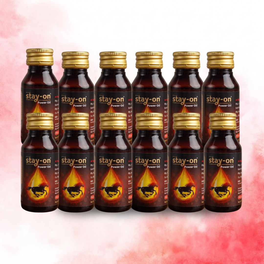 Stay-On Power Oil  90 Days Performance Pack for Men (12 x 30ml Bottles)
