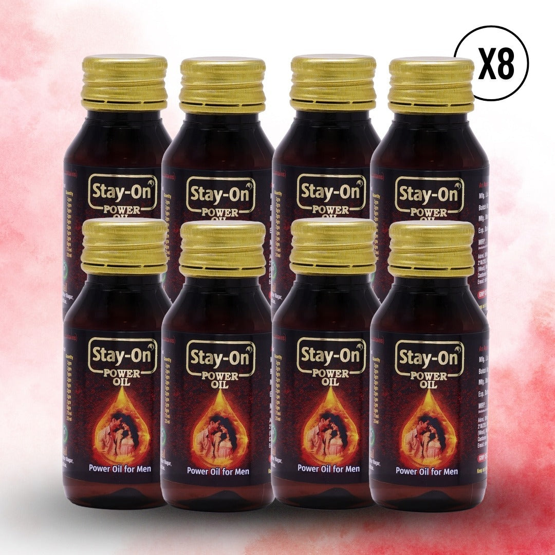 Stay-On Power Oil  60 Days Performance Pack for Men (8 x 30ml Bottles)