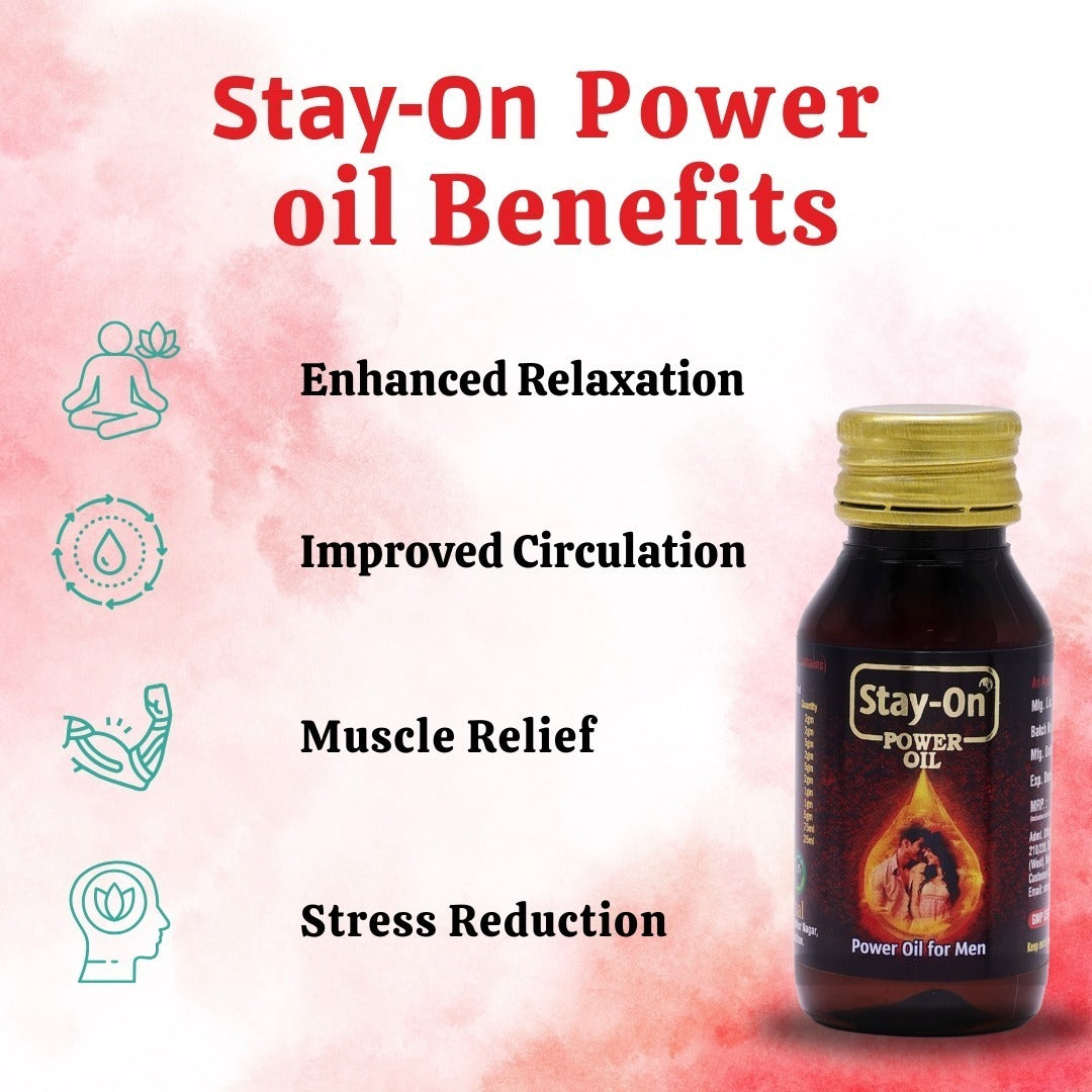 Stay-On Power Oil  Strength & Vitality Massage Oil for Men (1 x 30ml Bottle)