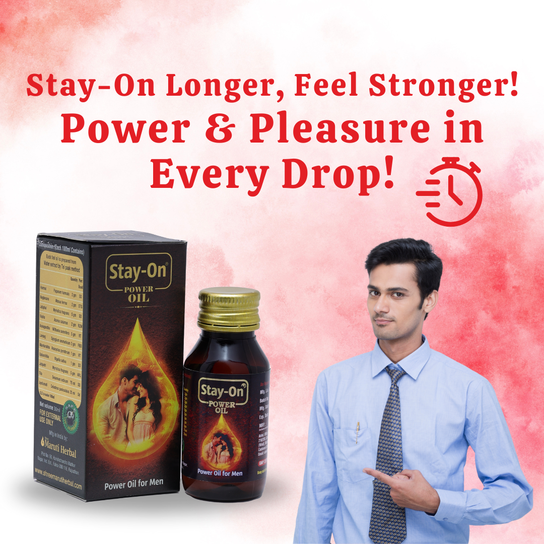 Stay-On Power Oil  30 Days Performance Pack for Men (4 x 30ml Bottles)