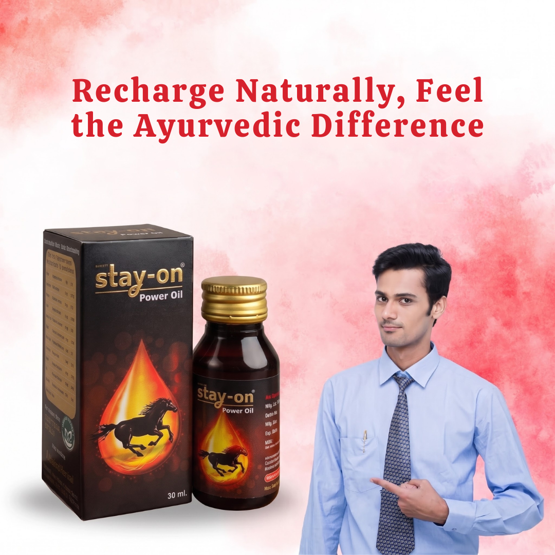 Stay-On Power Oil  Strength & Vitality Massage Oil for Men (1 x 30ml Bottle)