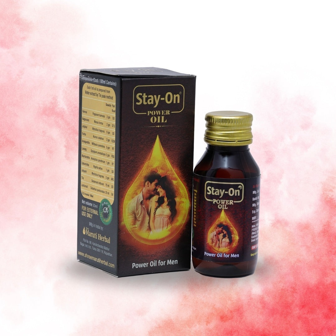 Stay-On Power Oil  Strength & Vitality Massage Oil for Men (1 x 30ml Bottle)